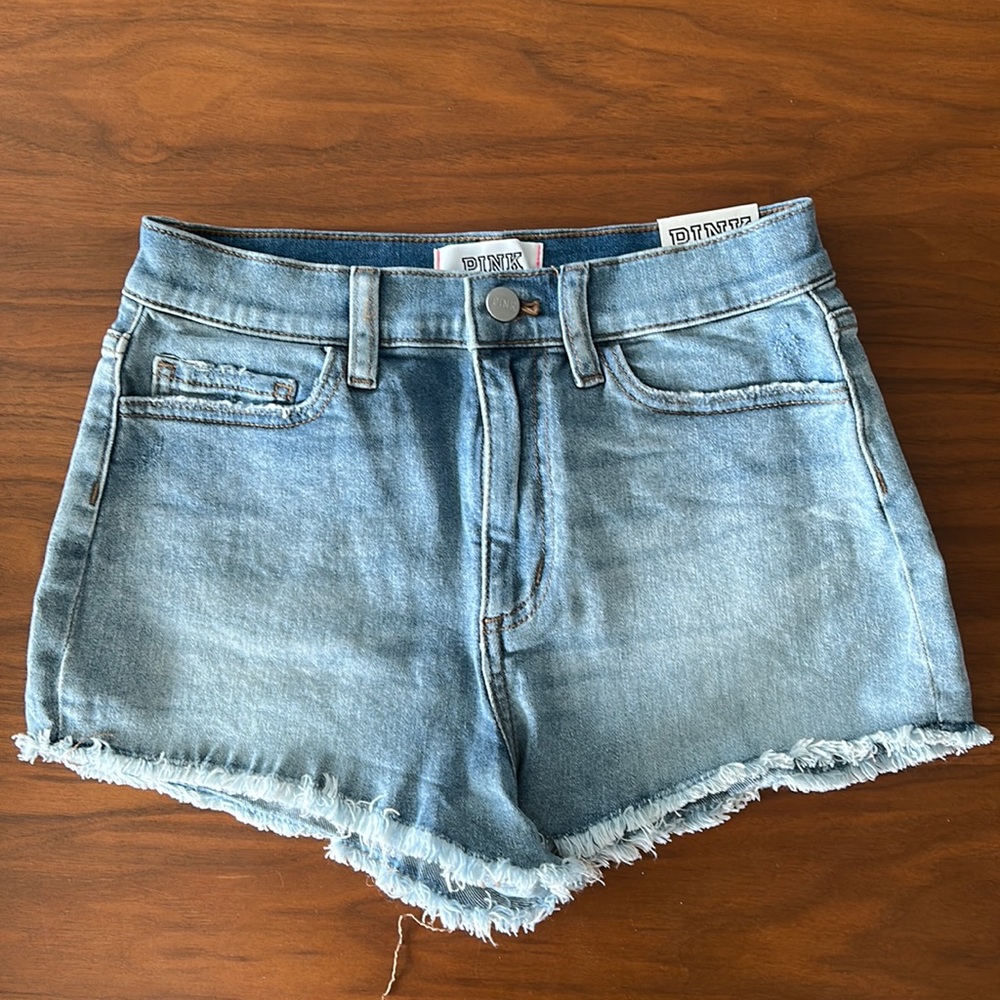 NWT PINK Victorias Secret High Waisted Denim Shorts